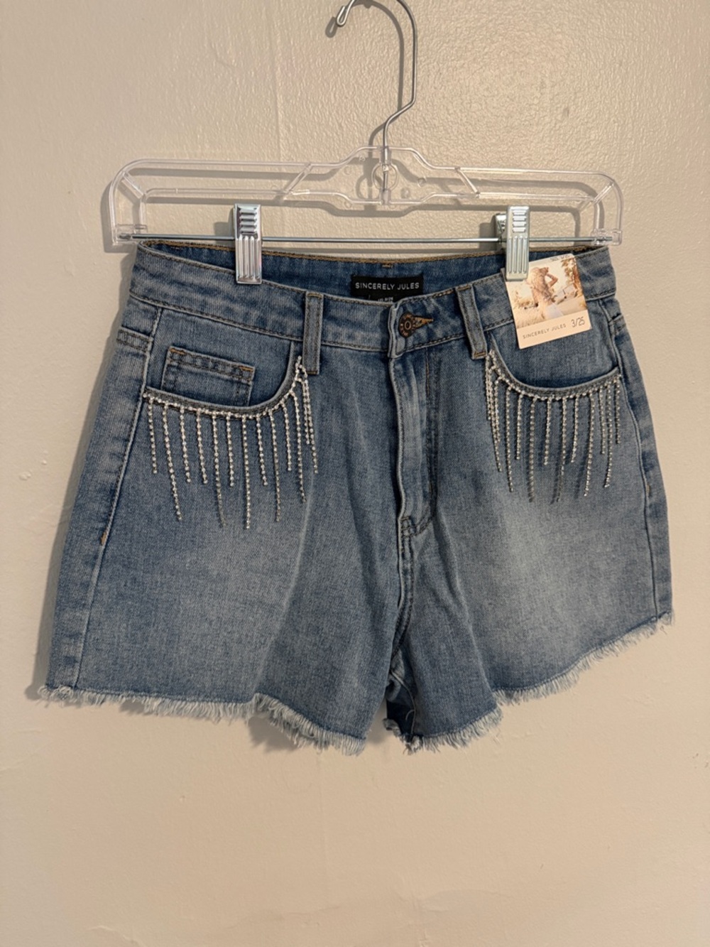 Sincerely Jules Embellished Blue Jean Shorts